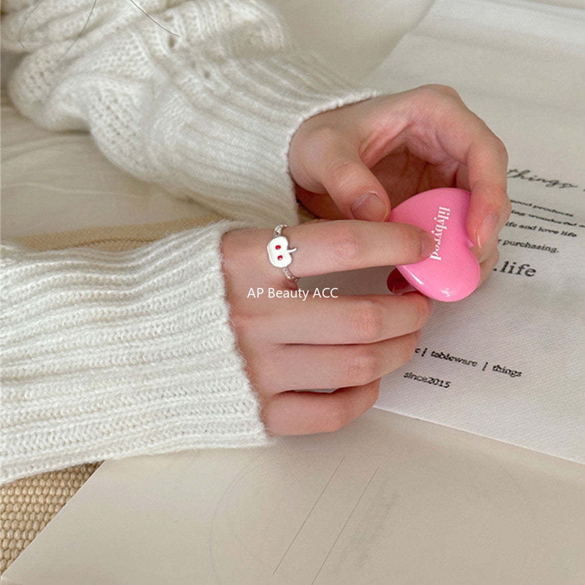 A관 - 925 실버 사과 오일코팅 사과씨 반지 [JZ-0637] 25.05-4
