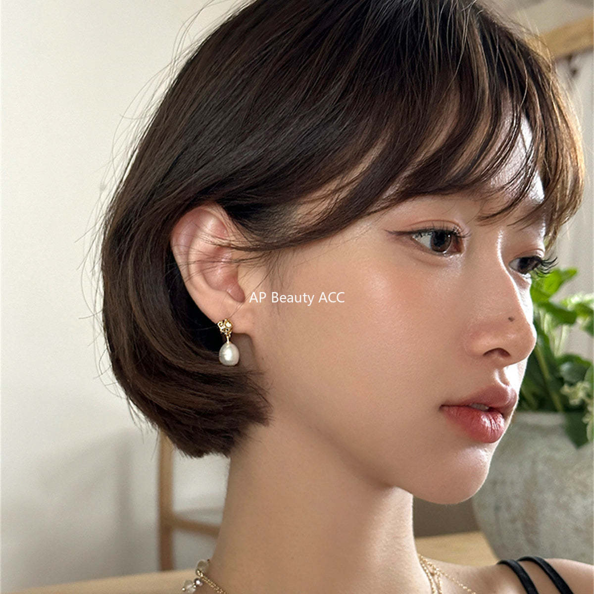 A관 - 925 은침 천연 진주 비정형 주름 귀걸이 [EH-4043] 25.09-2