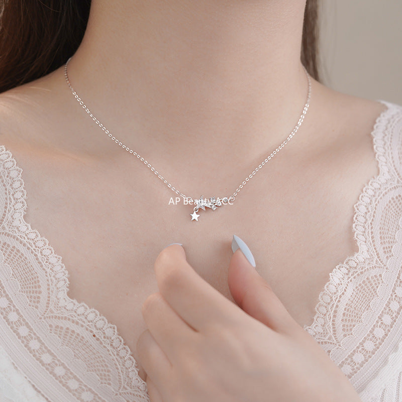 B관 - 999 실버 유성 별 큐빅 펜던트 목걸이 [YC3813N] 25.10-2