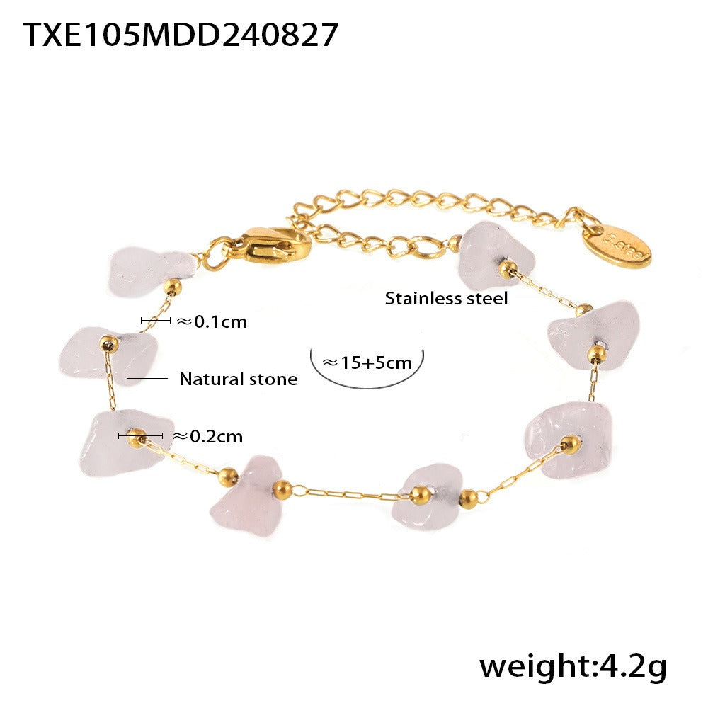 D관 - 보헤미안 천연석 수공 체인 캐주얼 럭셔리 스테인리스 스틸 목걸이 팔찌 [TXP105-TXE105] 24.08-5