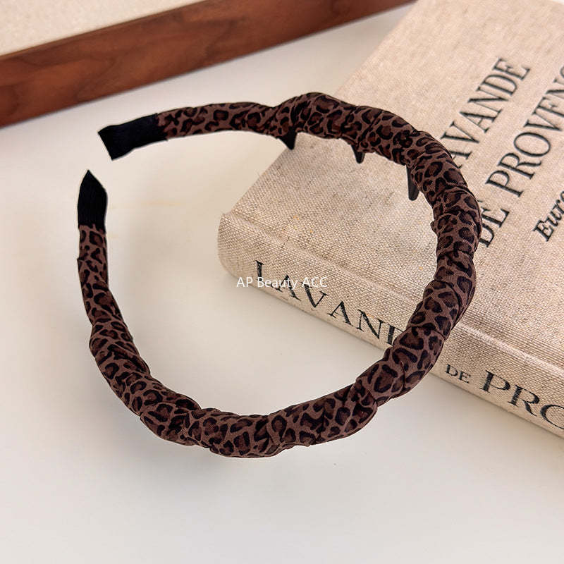 E관 - 호피 패브릭 웨이브 빗살 머리띠 [27497] 25.09-4