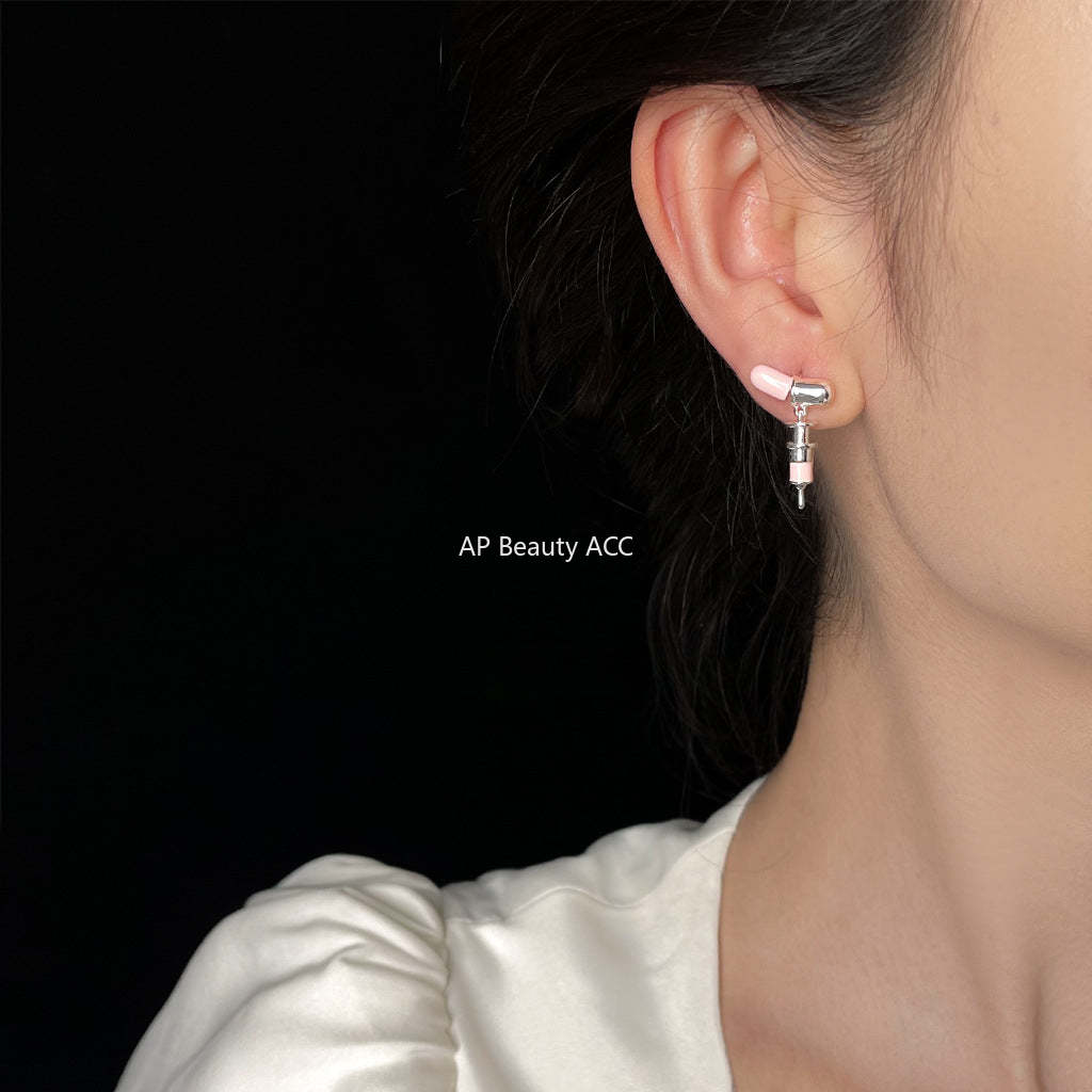 C관 - 알약 캡슐 주사기 오일 코팅 925 은침 귀걸이 [6247] 25.06-2