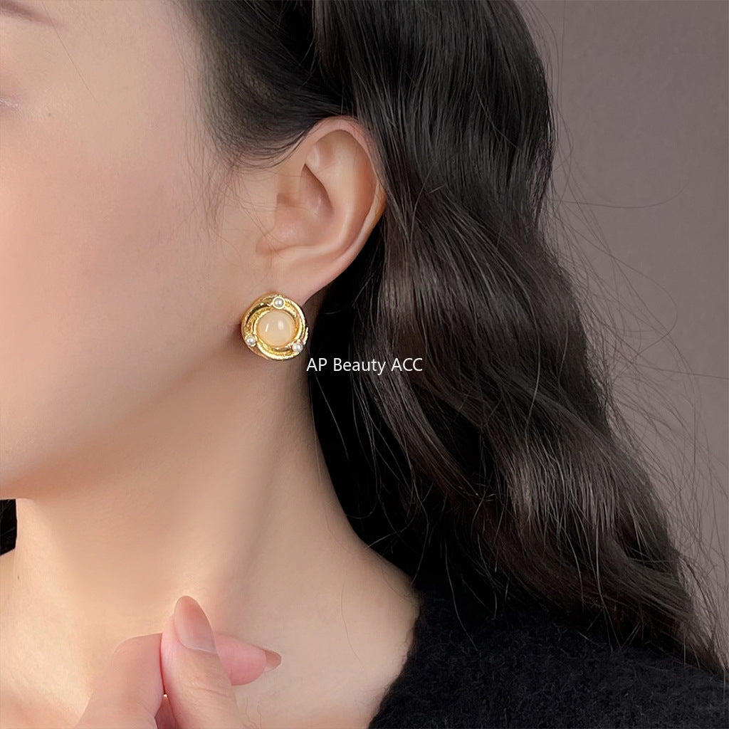 C관 - 14K 도금 기하 디자인 925 은침 귀걸이 [5481] 25.04-1