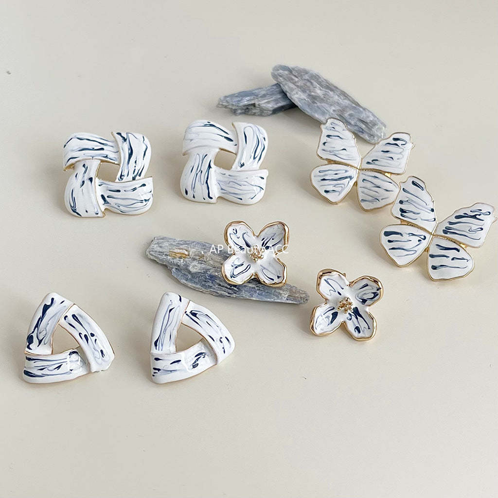 C관 - 청화백자 디자이너 독창적 인스타 감성 14K 도금 귀걸이 [4473-4476] 24.07-2