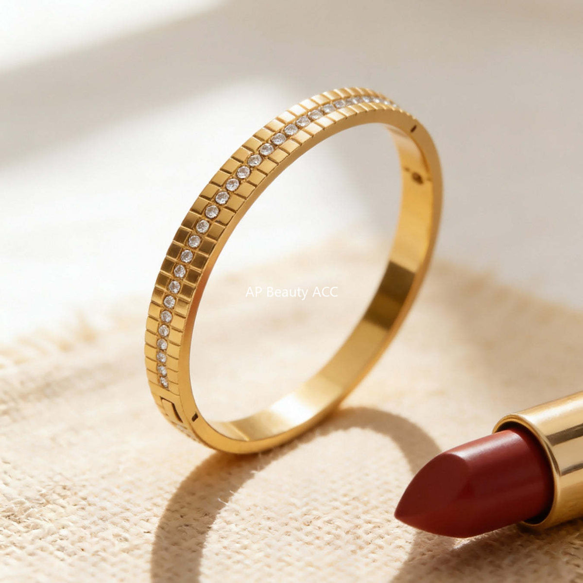 D관 - 큐빅 라인 18K 도금 스테인리스 스틸 뱅글 팔찌 [Z512-15] 25.12-2