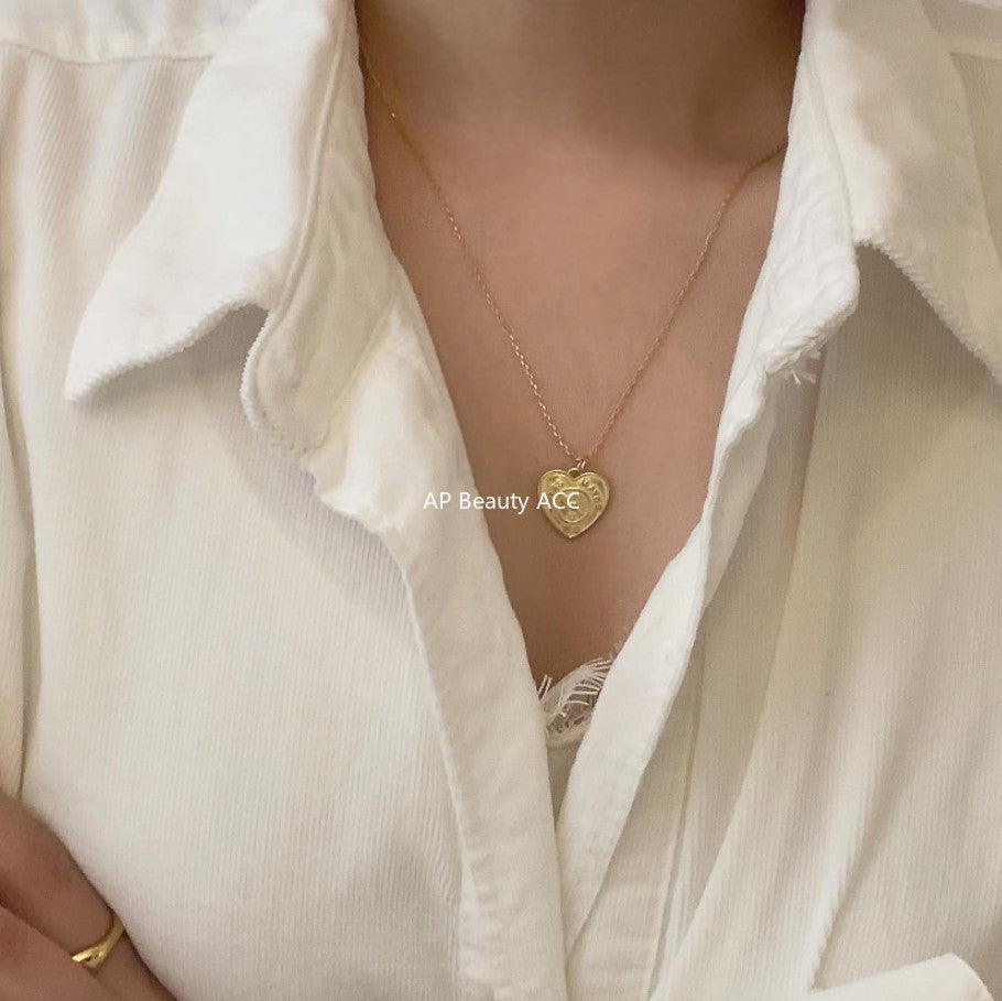 F관 - 925 실버 하트 카드 펜던트 목걸이 [B377-B378] 25.10-3