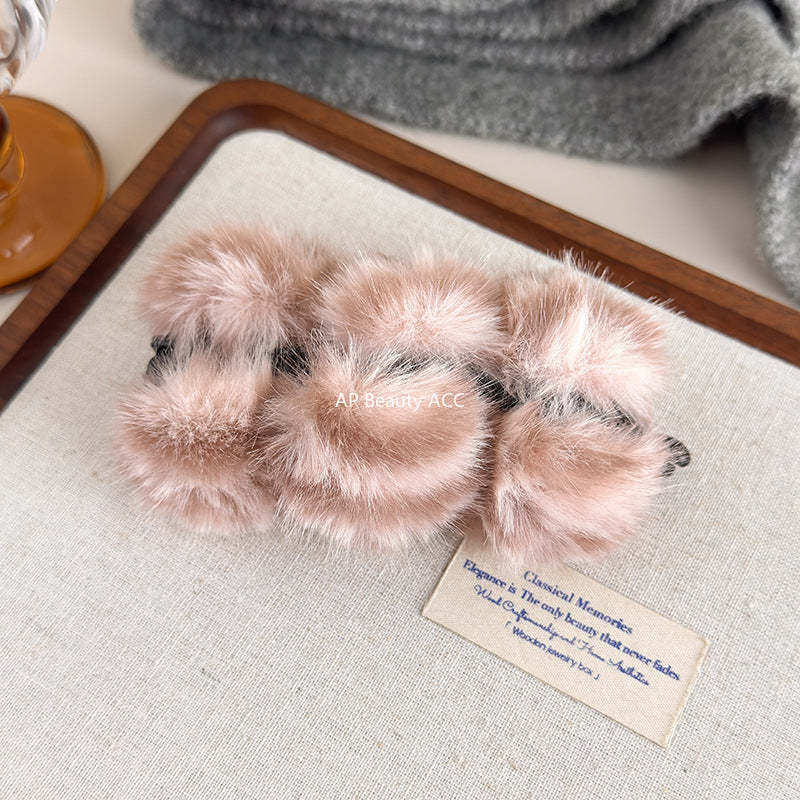 E관 - 퍼 소재 3구 디자인 호피무늬 집게핀 [27619] 25.10-5