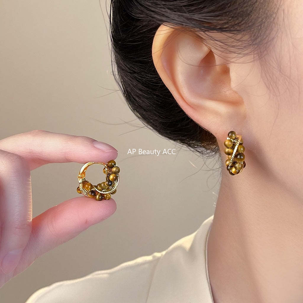 C관 - 호안석 핸드메이드 트위스트 원형 귀걸이 [7149] 25.11-4