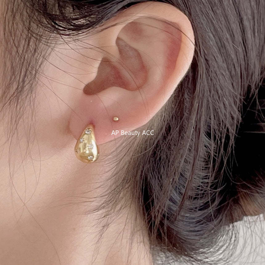 F관 - 925 실버 심플 큐빅 U형 귀걸이 [C1186] 25.12-3