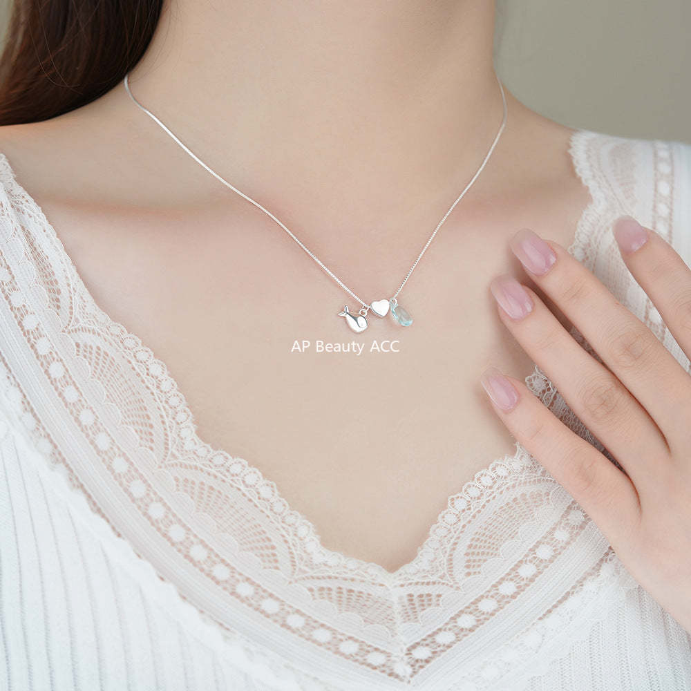 B관 - 925 실버 하트 물방울 물고기 펜던트 목걸이 [YC0450N_1] 25.12-2