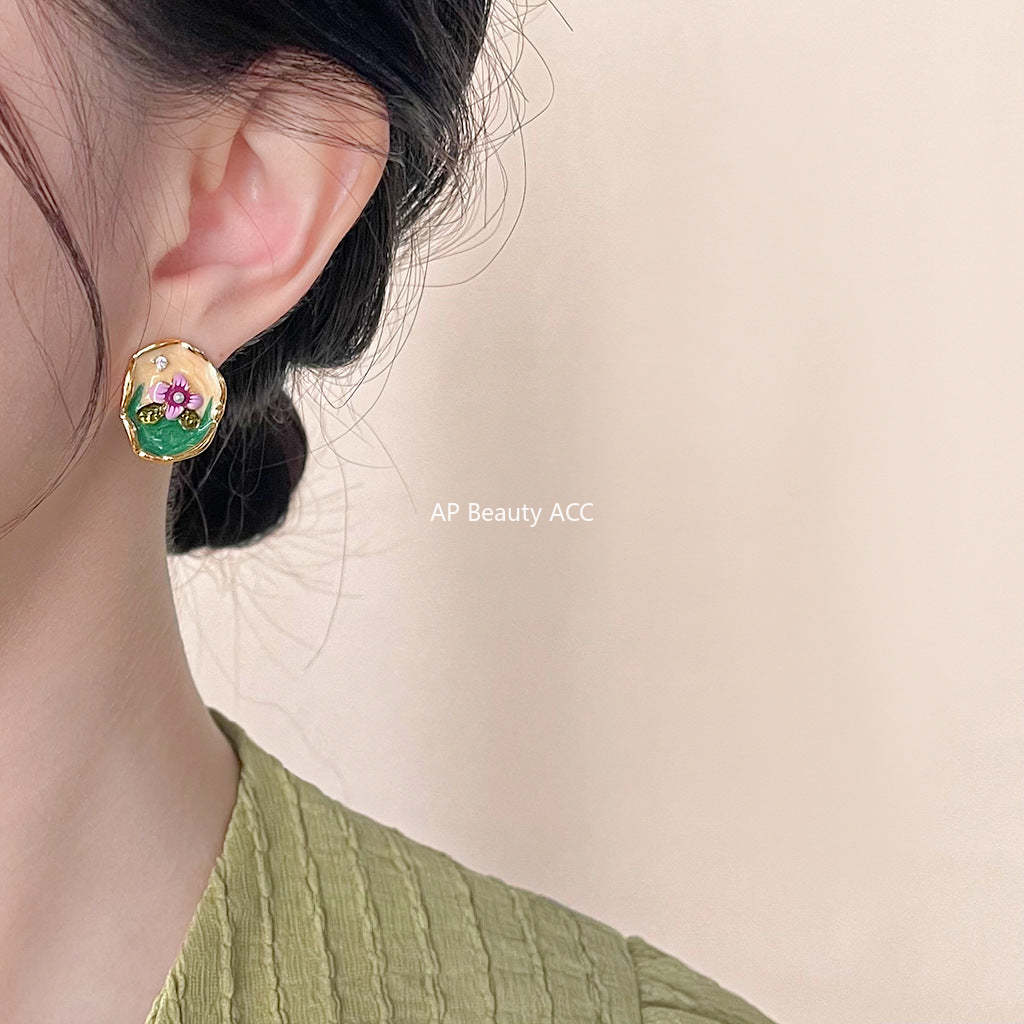 C관 - 복고풍 14K 도금 플라워 꽃 디자인 귀걸이 [4398] 24.06-4