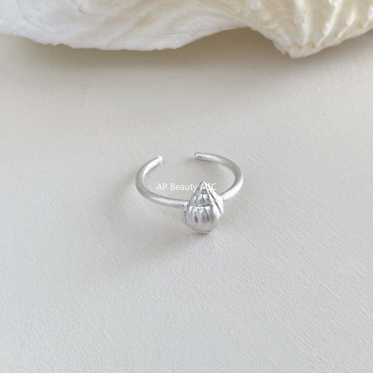 A관 - 925 실버 조개 디자인 샌딩 오픈형 반지 [JZ-0714] 25.10-5