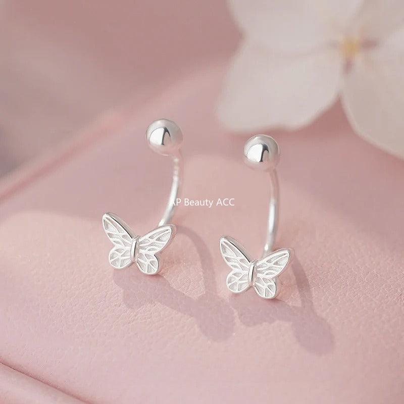 B관 - 999 실버 나비 U자형 드롭 피어싱 귀걸이 [YC2615E_1] 25.10-1