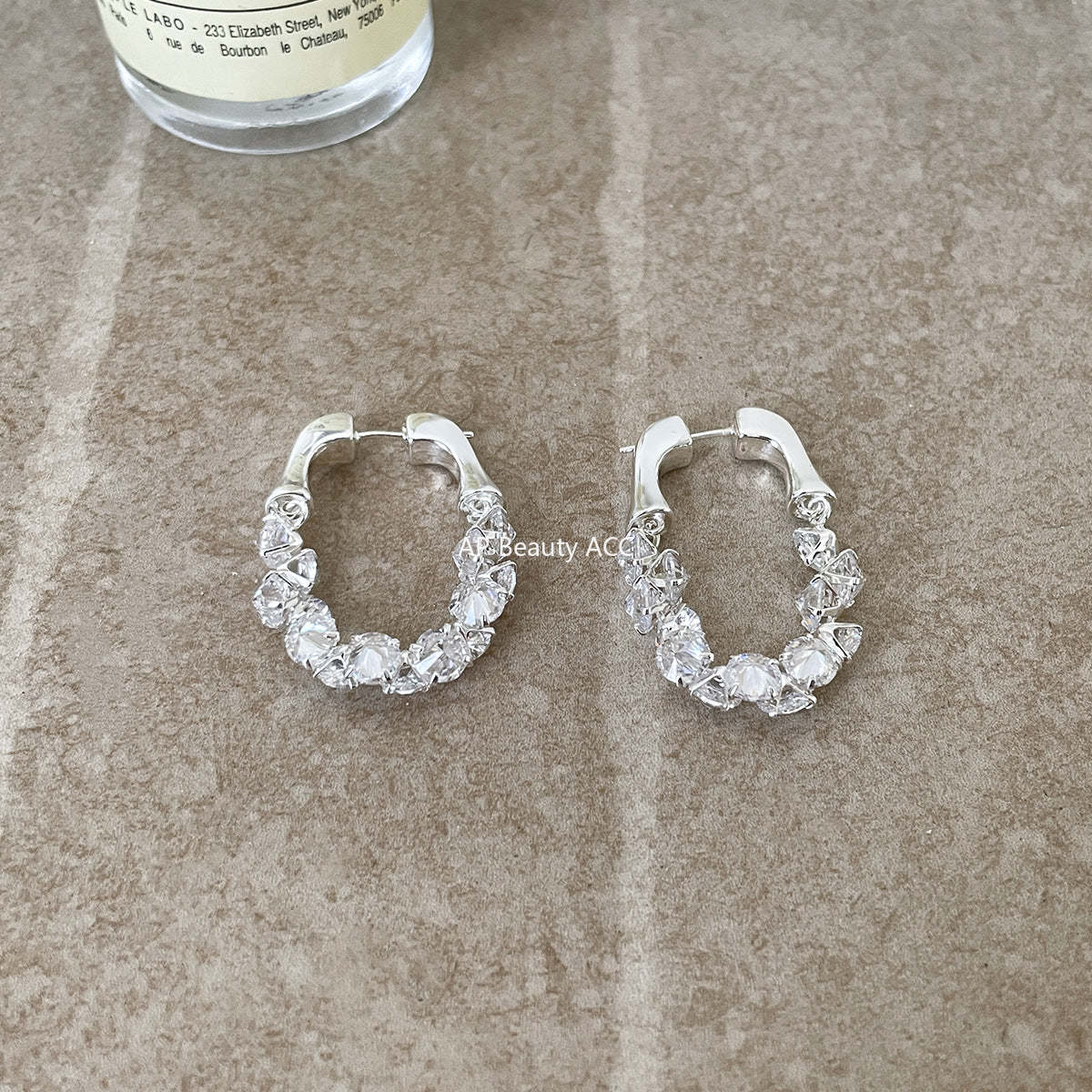 A관 - 입체 서리빛 큐빅 링 귀걸이 [EH-4127] 25.12-1