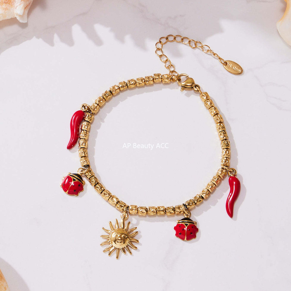 D관 - 스테인리스 18K 도금 멀티 펜던트 스틸 비즈 팔찌 [E699-E700] 25.10-5