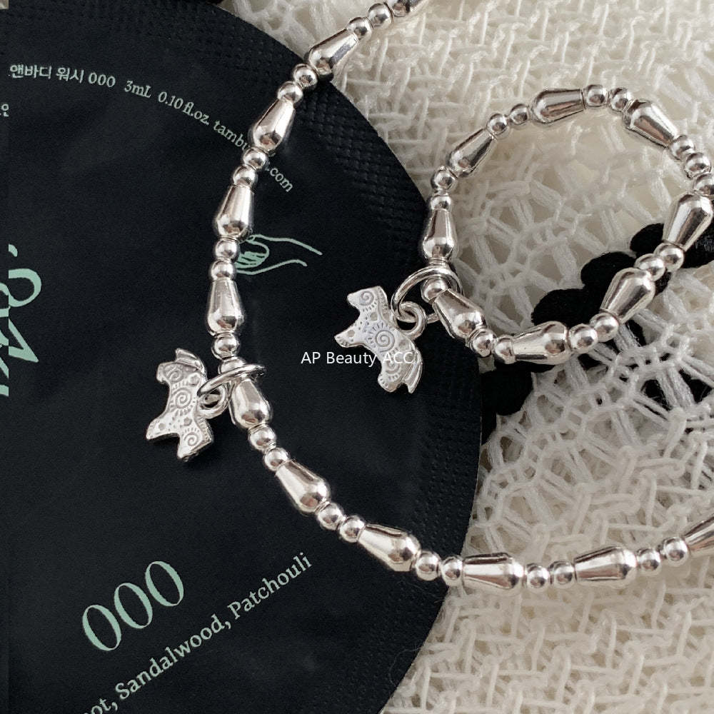 A관 - 패턴 말 펜던트 925 실버 슬림 팔찌 [SZ-S092] 25.12-3