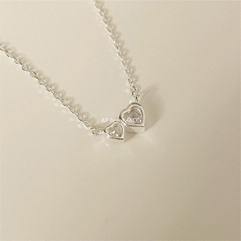 F관 - 925 실버 하트 큐빅 펜던트 목걸이 [B1225] 25.10-3