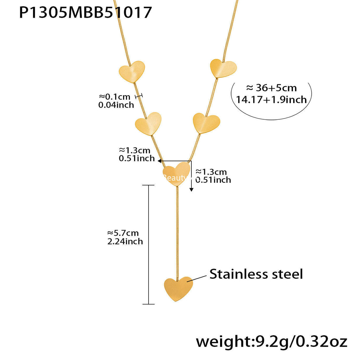 D관 - 스테인리스 스틸 Y자형 하트 펜던트 목걸이 [P1305] 25.10-4
