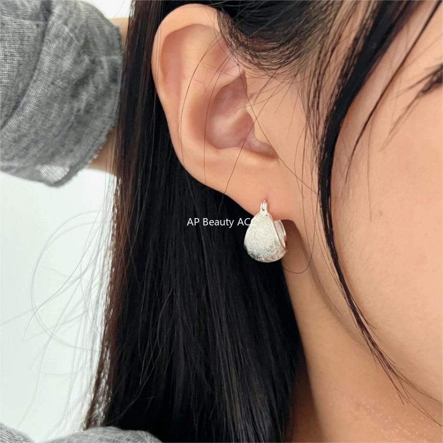 F관 - 925 실버 무광 유선형 귀걸이 [C1203] 24.11-3