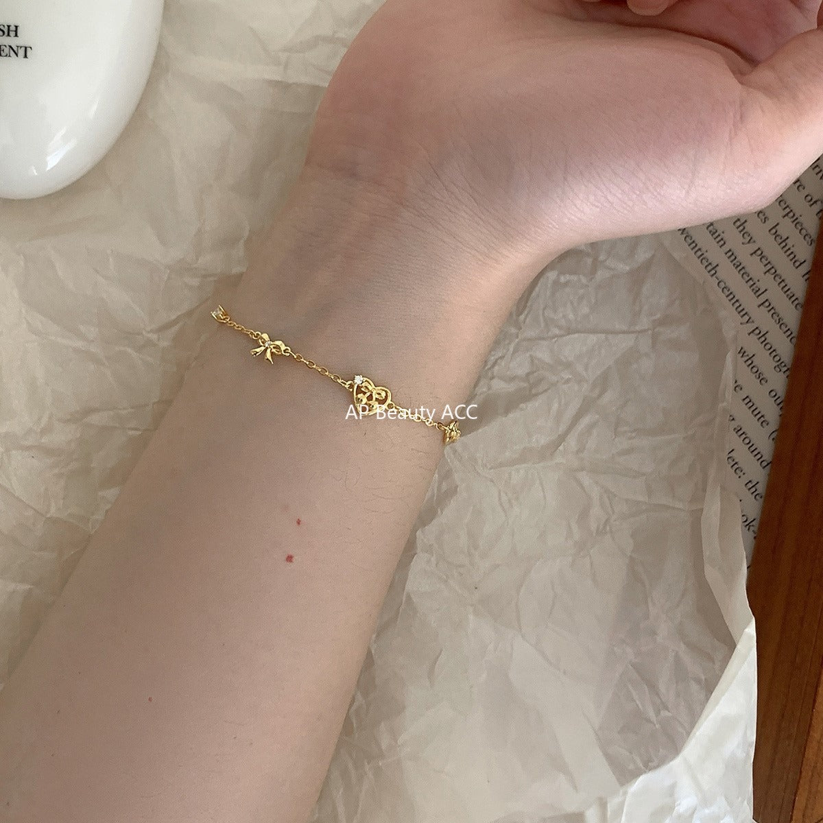 A관 - 925 실버 하트 프레즐 리본 디자인 팔찌 [SL-490] 25.11-1