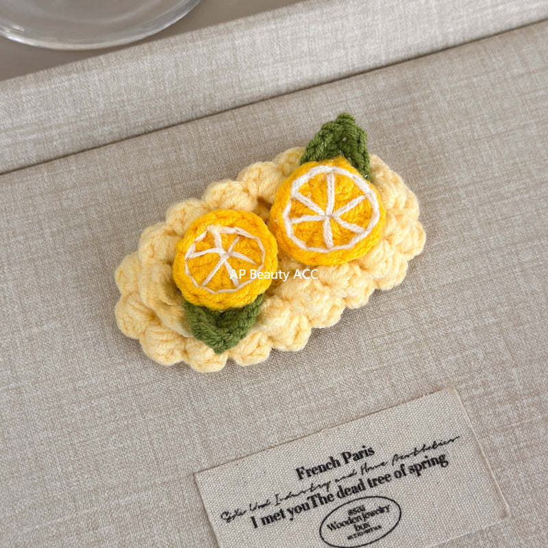 E관 - 핸드메이드 코바늘 니트 과일 디자인 헤어핀 [27629] 25.11-1