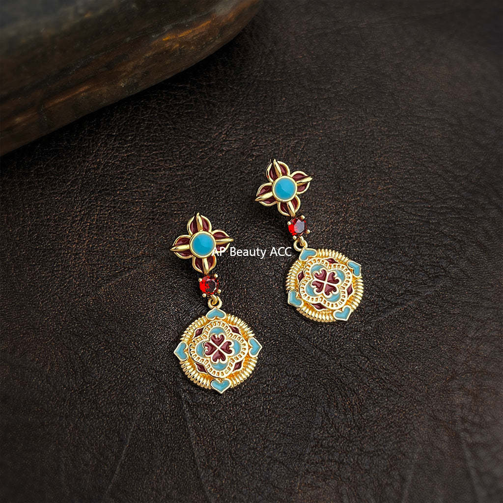 C관 - 925 은침 핸드페인팅 문양 귀걸이 [7038] 25.11-1