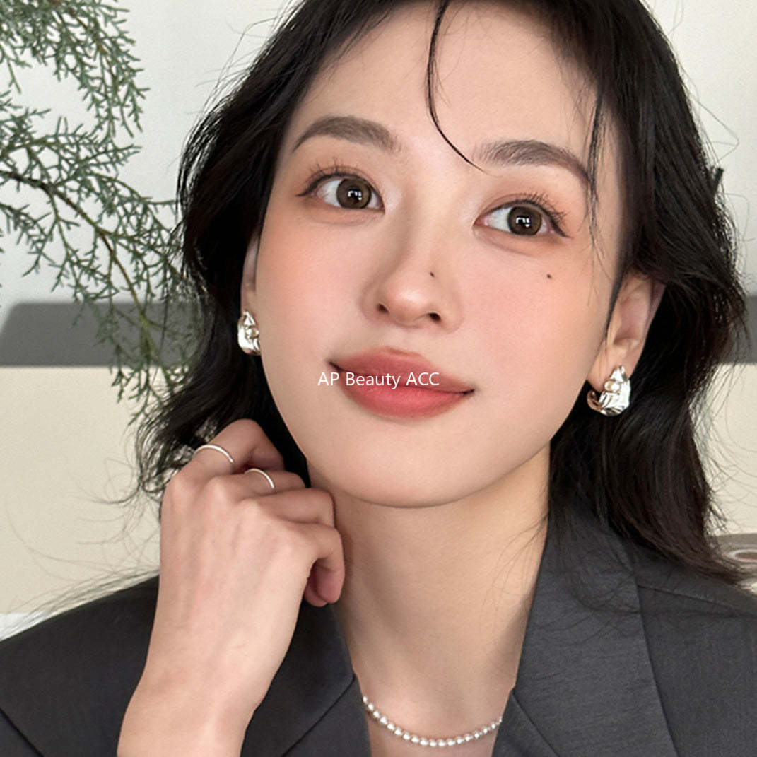 A관 - 925 은침 진주 비정형 메탈 귀걸이 [EH-3589] 25.05-5