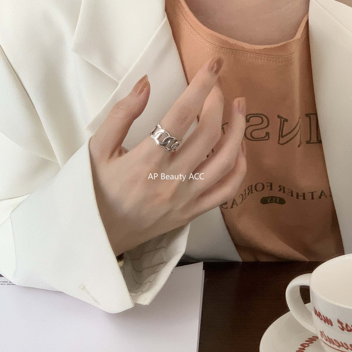 F관 - 925 실버 볼드 체인 오픈형 반지 [J549] 25.12-2