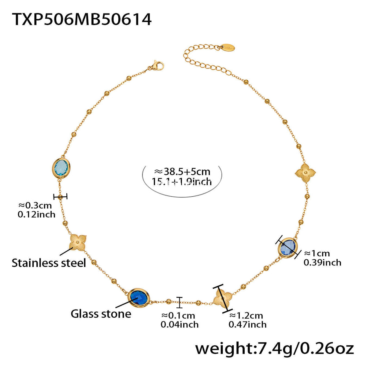 D관 - 스테인리스 스틸 타원형 컷팅 글라스 스톤 18K도금 목걸이 팔찌 귀걸이 [TXP506] 25.12-1