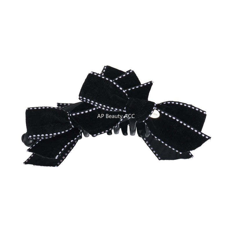 E관 - 벨벳 리본 디자인 바나나 집게핀 [27734] 25.12-1