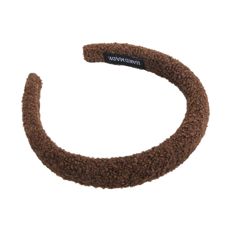 E관 - 양털 니트 단색 볼륨 스펀지 머리띠 [24431] 25.10-3