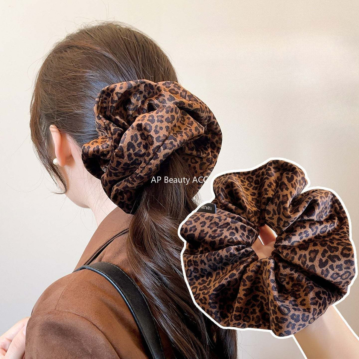 E관 - 벨벳 호피무늬 이중 곱창 헤어밴드 [27616] 25.10-5
