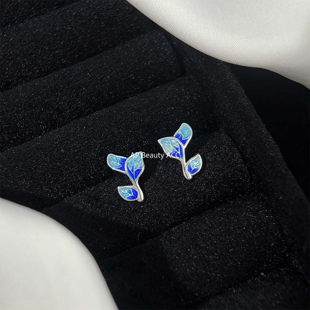 C관 - 간결한 잎사귀 은침 귀걸이 [3981] 24.05-5