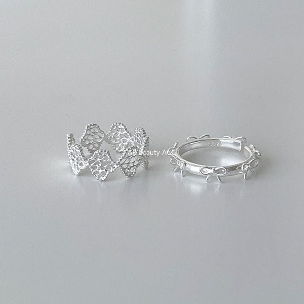 A관 - 925 실버 레이스 리본 디자인 오픈형 반지 [JZ-0726] 25.11-1