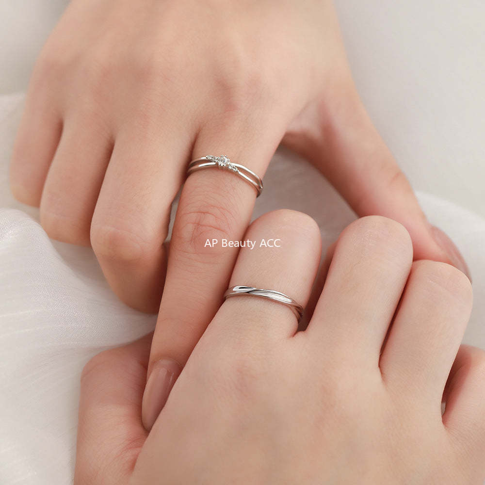 B관 - 999 실버 뫼비우스 크로스 큐빅 커플 반지 [YC3759R_1] 25.12-2