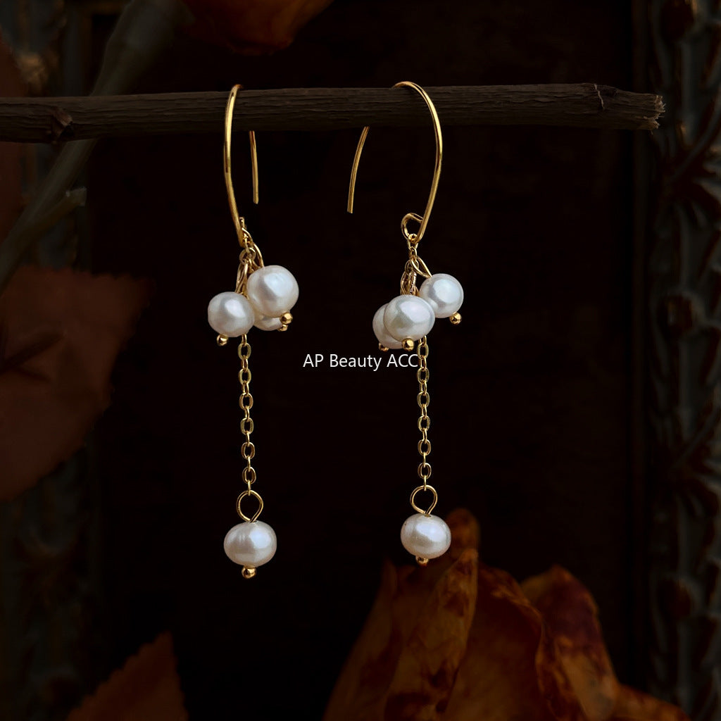 C관 - 핸드메이드 담수진주 핸드메이드 롱 드롭 귀걸이 [6499] 25.10-3