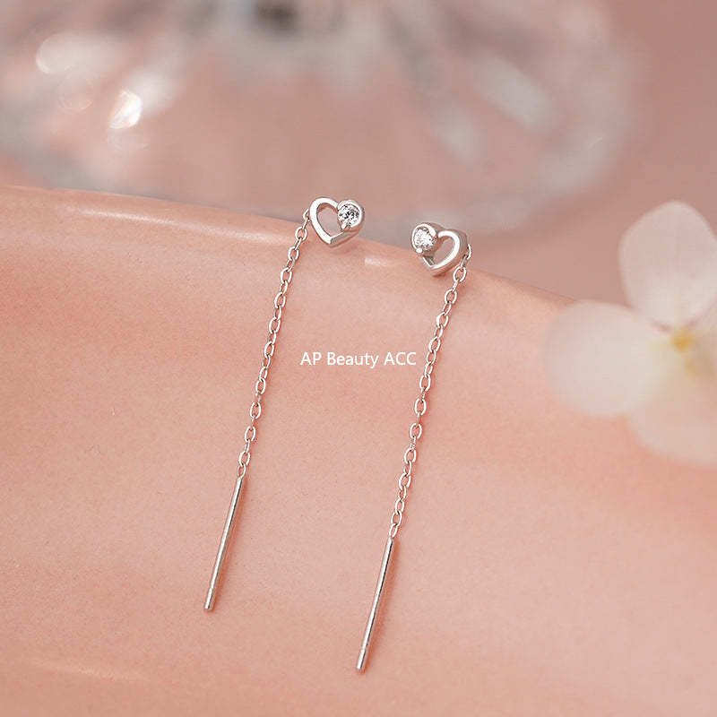 B관 - 925 실버 하트 큐빅 드롭 귀걸이 [YC2766E_1] 25.11-1