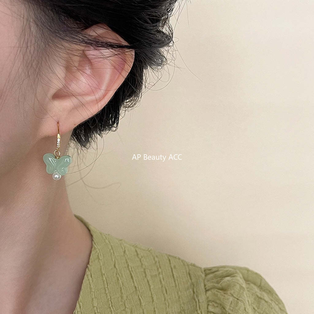 C관 - 나비 글라스 크리스탈 큐빅 감각적인 14K 도금 귀걸이 [4512] 24.07-2