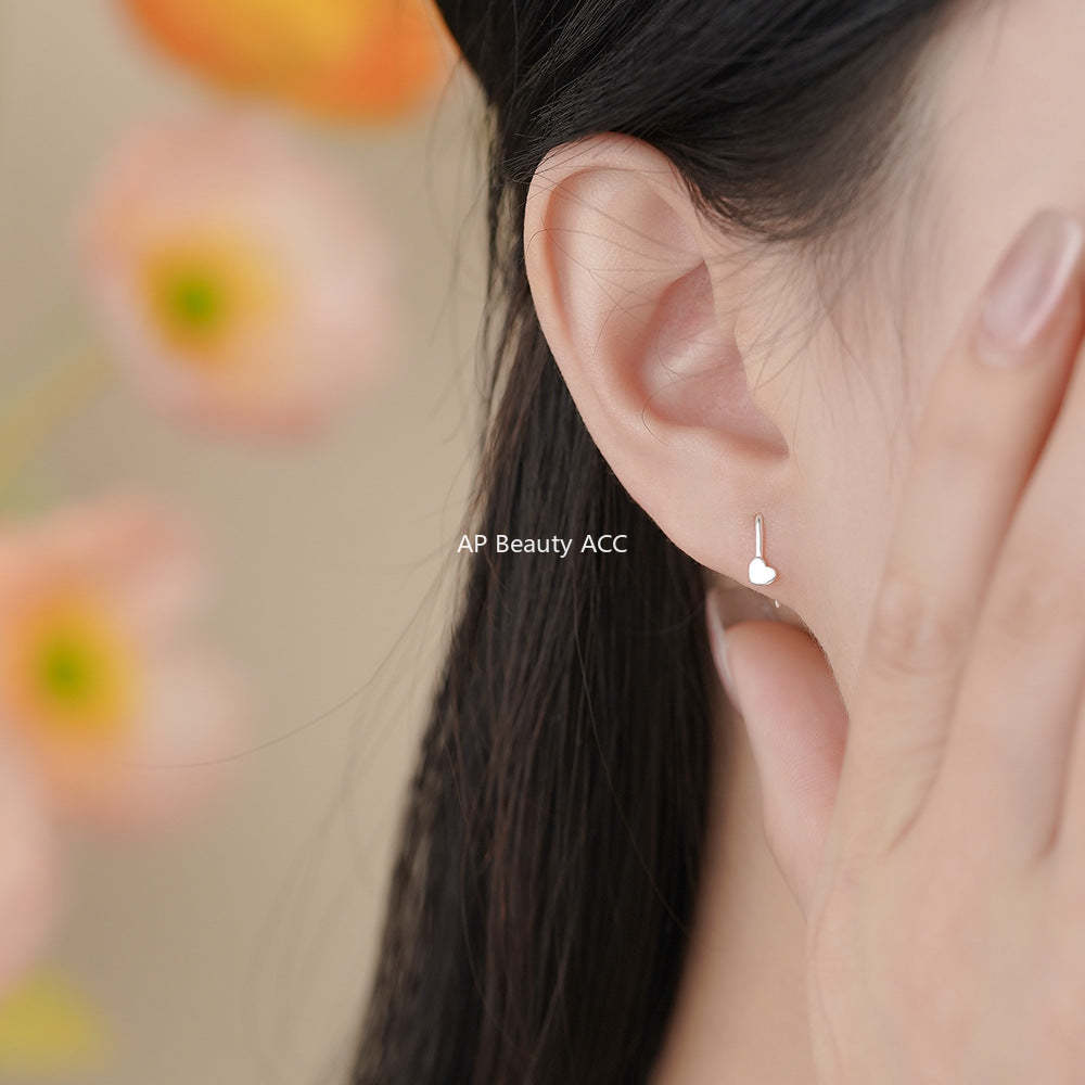 B관 - 999 실버 하트 디자인 후크형 귀걸이 [YC9212E_1] 25.11-4