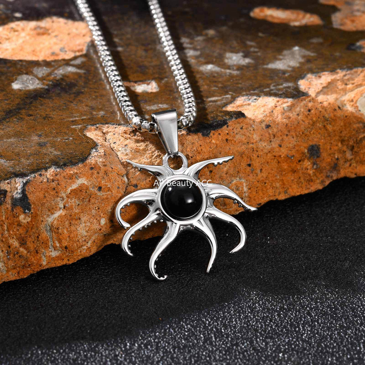 G관 - 스테인리스 스틸 블랙 오닉스 문어 펜던트 목걸이 [PN-2220] 25.12-2
