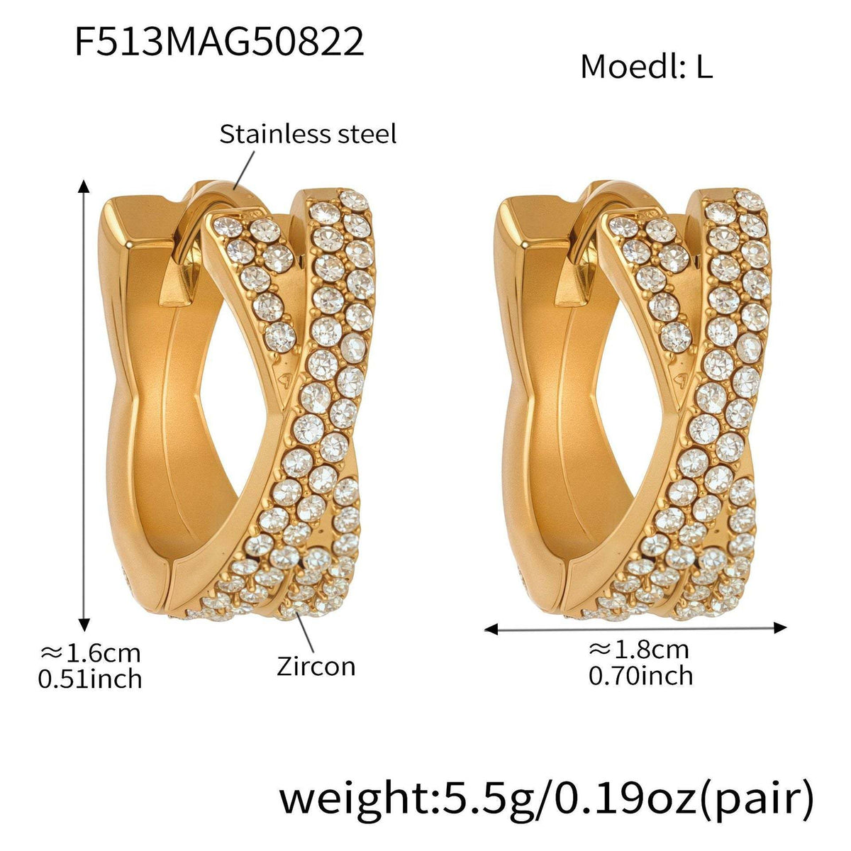 D관 - 스테인리스 스틸 18K 도금 큐빅 귀걸이 [F512-F513] 25.08-5