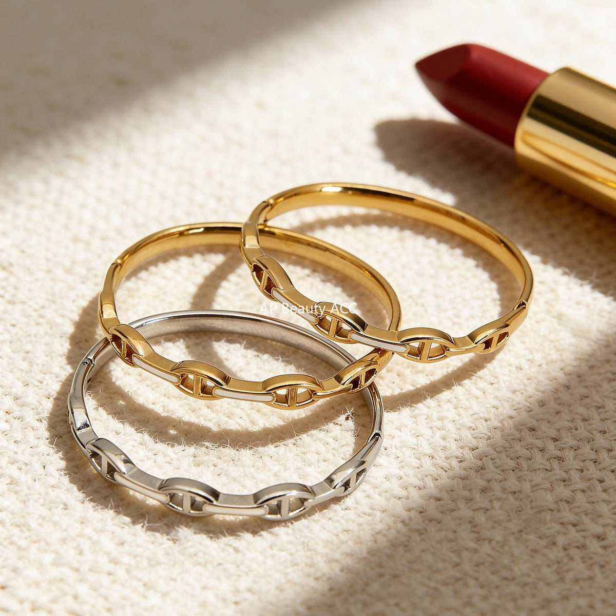 D관 - 스테인리스 스틸 18K 도금 버클 팔찌 [Z522-Z523-Z524] 25.12-3