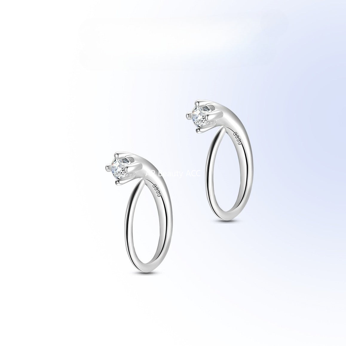 A관 - 999 실버 큐빅 나선형 스터드 귀걸이 [EH-4098] 25.10-1