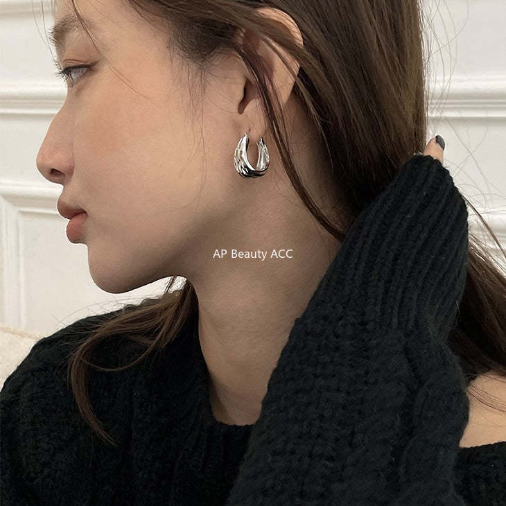 A관 - 주름 모양 925 은침 후프 귀걸이 [EH-2071.EBSJ] 25.12-3