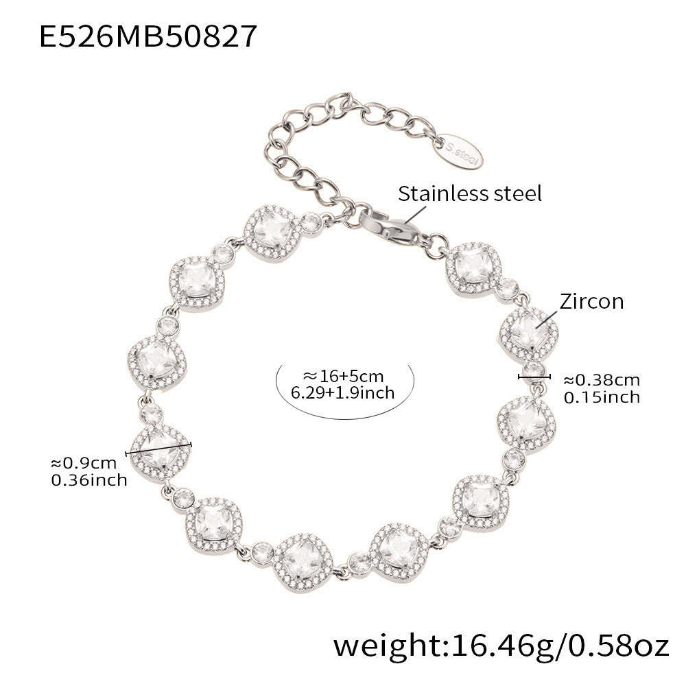 D관 - 스테인리스 스틸 원형 큐빅 물고기 뼈 펜던트 18K 도금 팔찌 [E526-E488-E496] 25.09-1