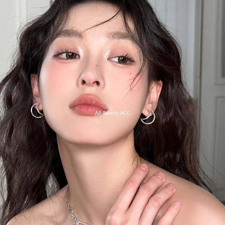 A관 - 925 은침 더블 라인 풀큐빅 스터드 귀걸이 [EH-4121] 25.10-5