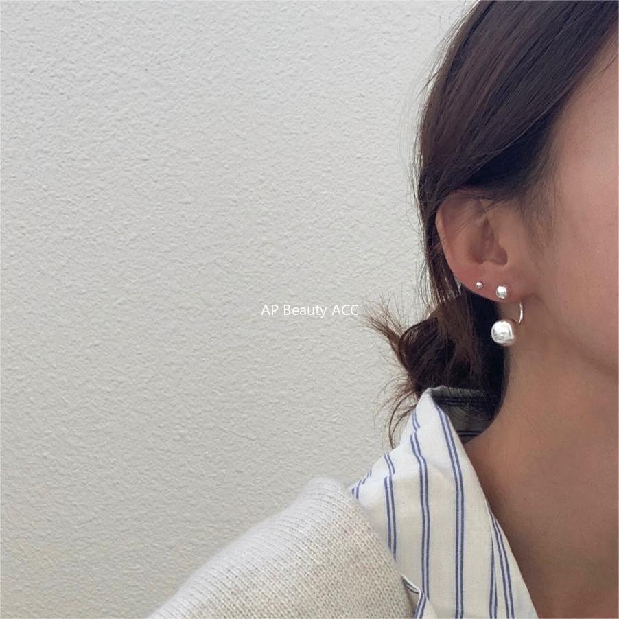 F관 - 925 실버 더블 볼 디자인 귀걸이 [C144] 25.09-2