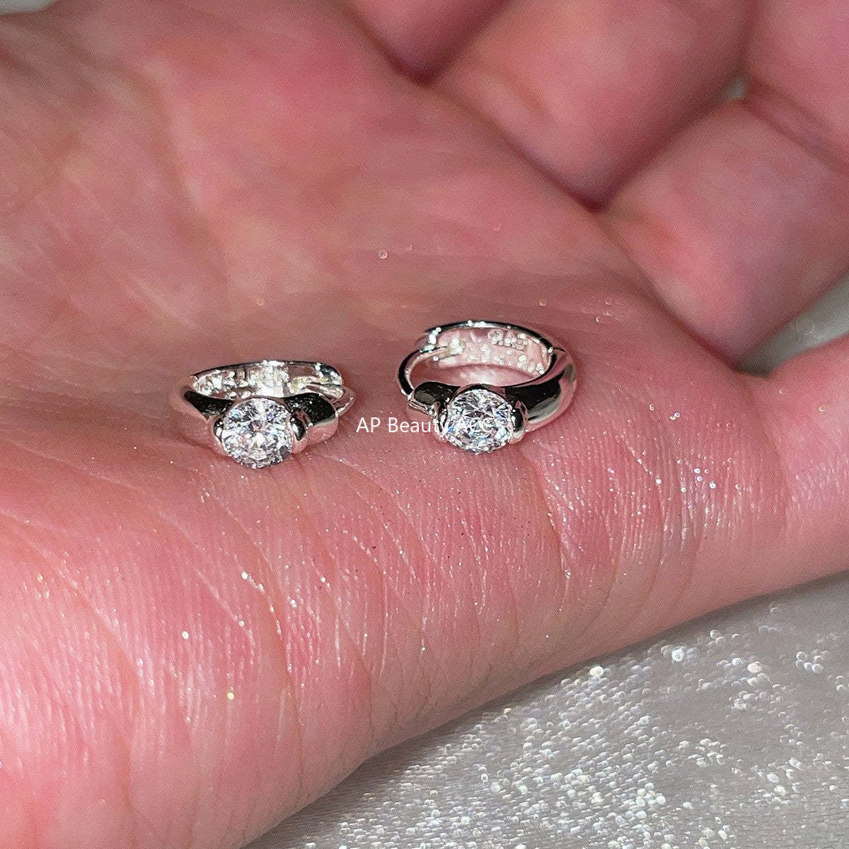 A관 - 원형 큐빅 925 은침 링 귀걸이 [EH-3522.SJ] 25.12-2