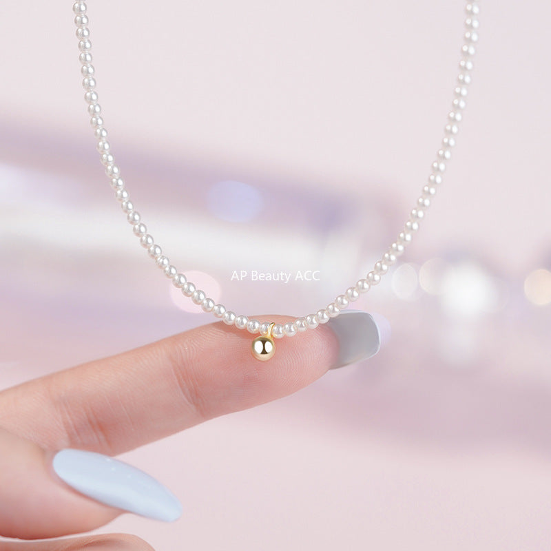 B관 - 925 실버 진주 골드 비즈 목걸이 [YC4062N] 25.10-2