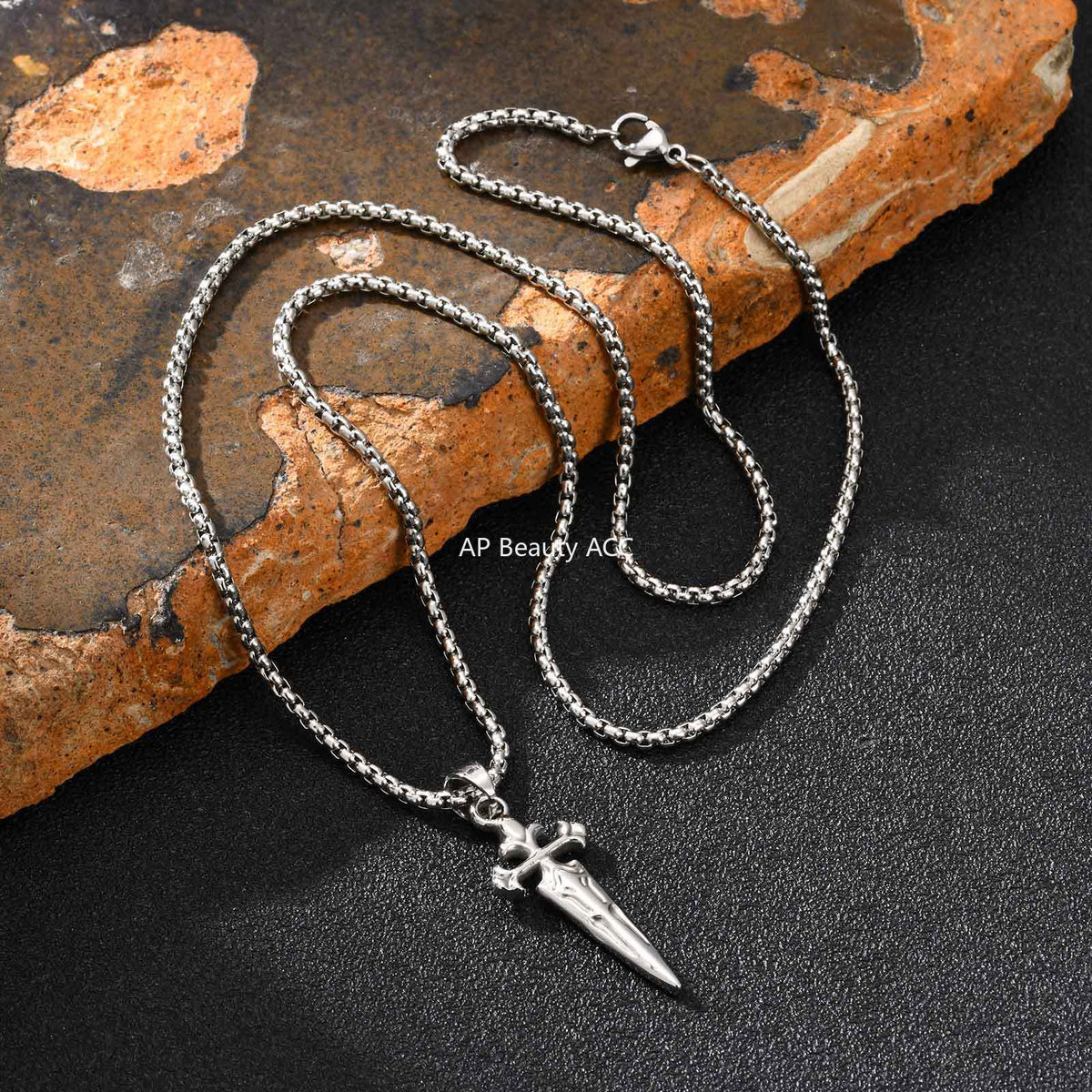 G관 - 스테인리스 검 모양 십자가 펜던트 목걸이 [PN-2241] 25.11-1